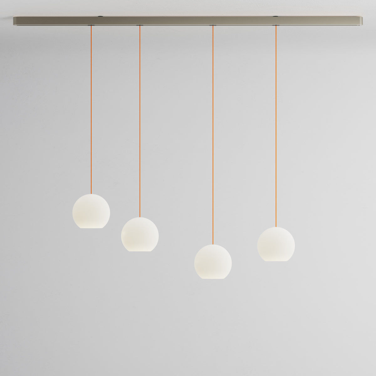 Komot, Pendelleuchte KOS Quattro 200cm, Nickel-Orange, Produktbild großes Glas