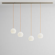 Komot, Pendelleuchte KOS Quattro 200cm, Nickel-Orange, Produktbild großes Glas