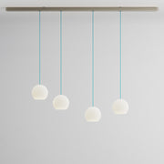 Komot, Pendelleuchte KOS Quattro 200cm, Nickel-Petrol, Produktbild großes Glas