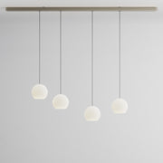 Komot, Pendelleuchte KOS Quattro 200cm, Nickel-Schwarz, Produktbild großes Glas