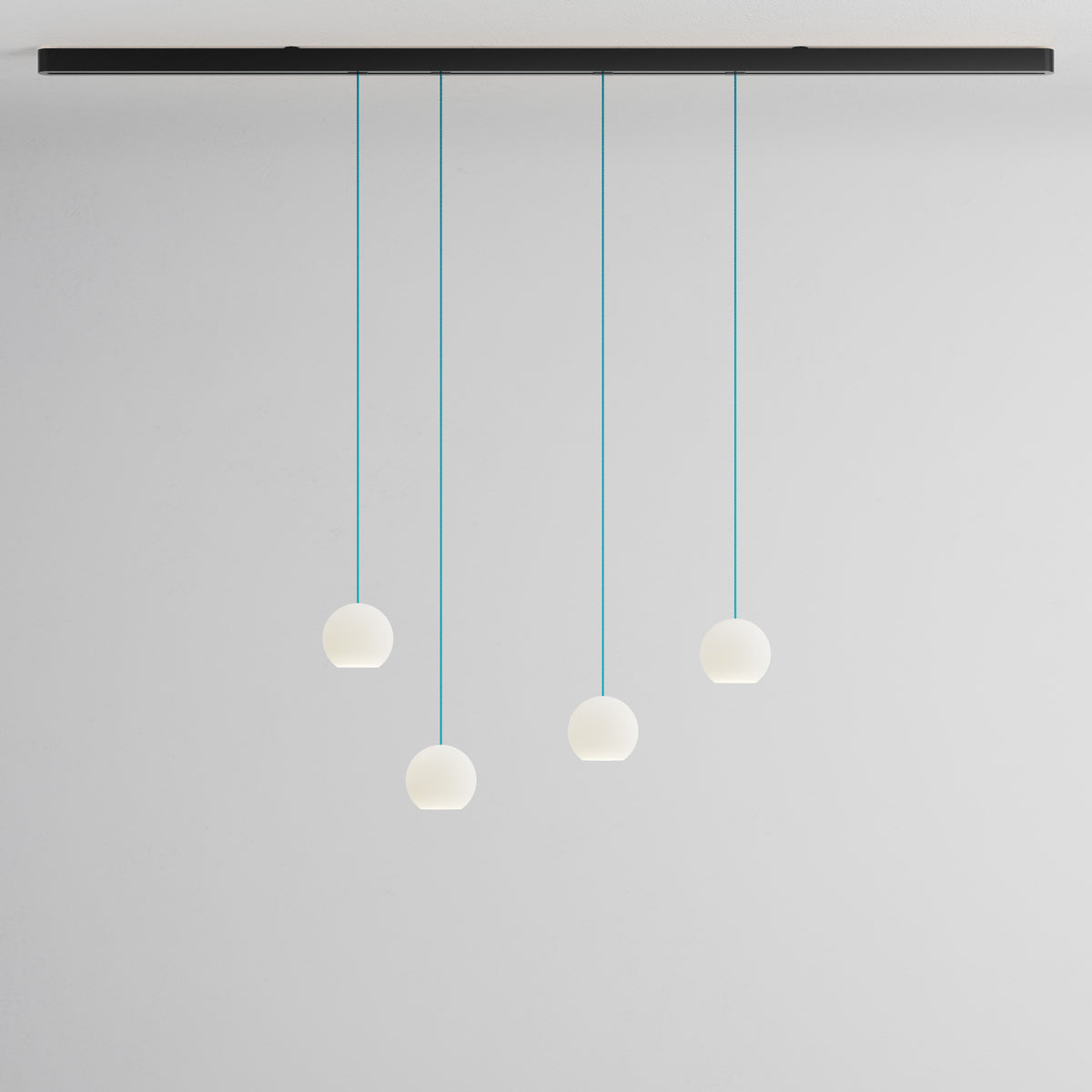 Komot, Pendelleuchte KOS Quattro 200cm, Schwarz-Blau, Produktbild kleines Glas