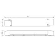 Maßzeichnung des 24V DC LED-Trafos, Länge 352mm, für Beleuchtungssysteme