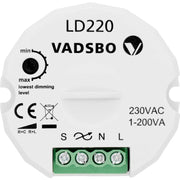 Vadsbo, LD220 Tastdimmer 1-200 Watt mit Nullleiter, Produktbild, moderne Lichtsteuerung