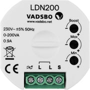 Vadsbo, LDN200 Tastdimmer 0-200 Watt ohne Nullleiter, Produktbild, moderne Lichtsteuerung