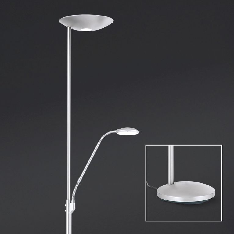 Orion, Stehlampe Cobra, Nickel, hochwertiger Deckenfluter