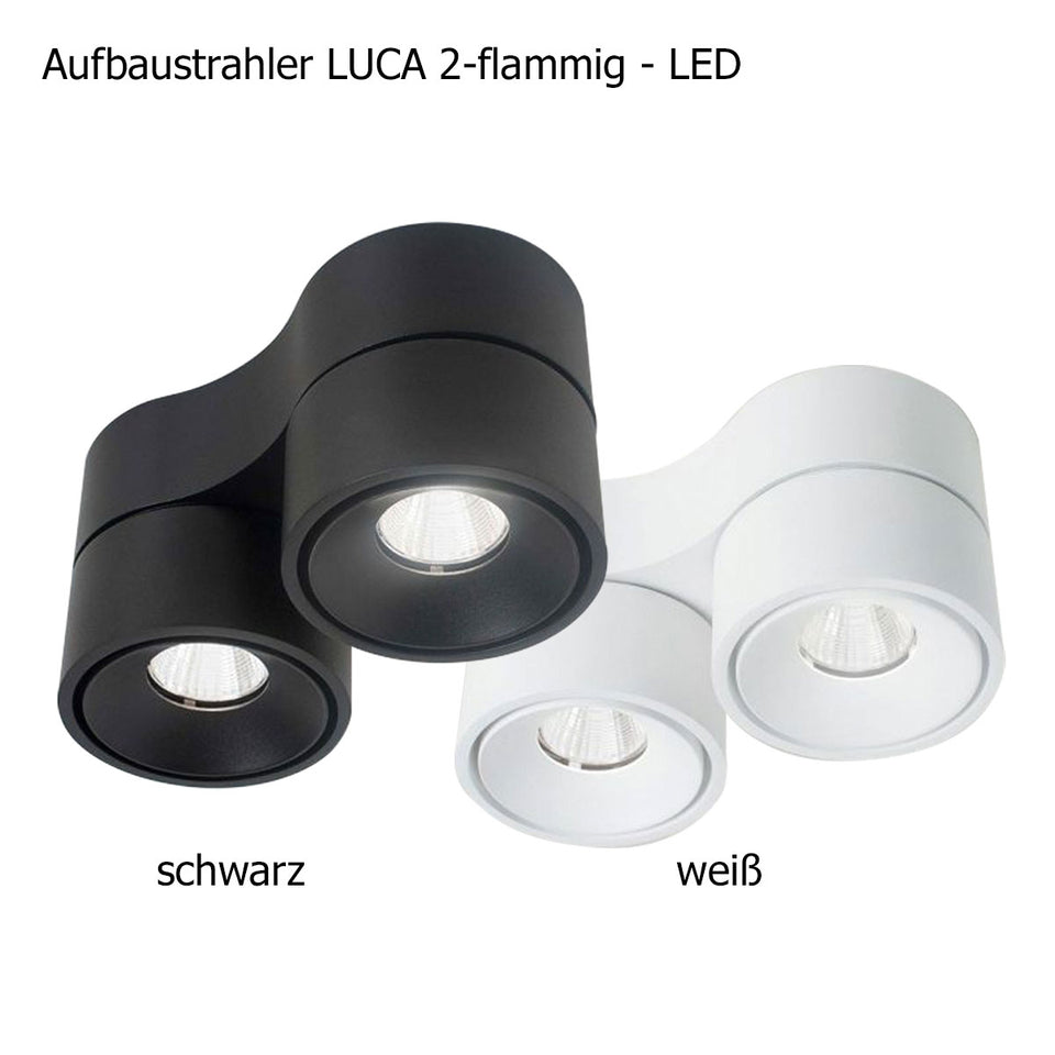 Sonluce, Aufbaustrahler Luca 2-flammig, Varianten, flexible Lichtlösung