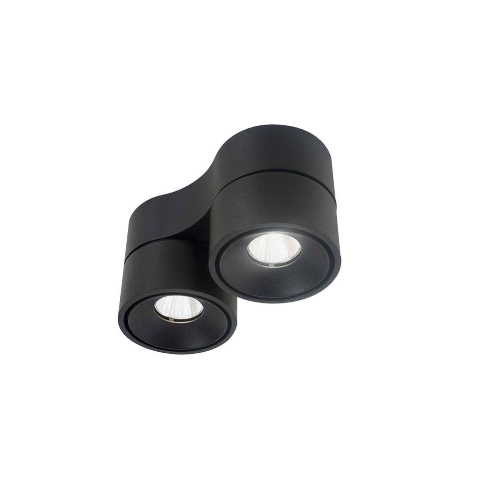 Sonluce, Aufbaustrahler Luca Mini 2-flammig, Schwarz, moderner Aufbaustrahler