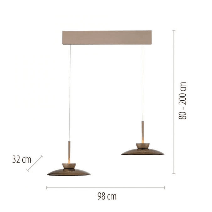 Pure, Pendelleuchte Moon, Bronze 2-flammig, Skizze