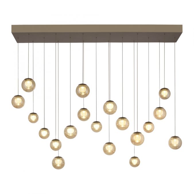 Pure, Pendelleuchte Popup länglich, 19-flammig Bronze, moderne Pendelleuchte