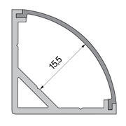Endkappe Profil 90, technische Zeichnung mit Durchmesser 15,5 cm