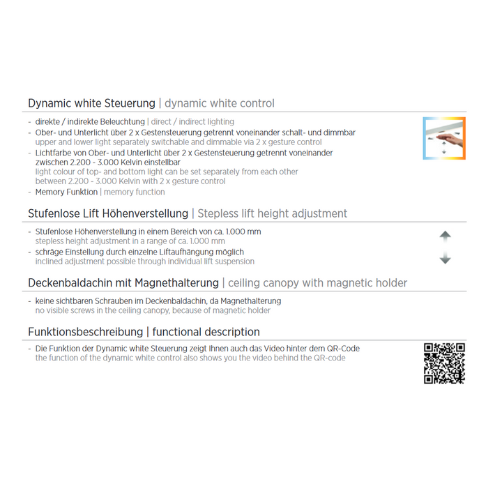 Runa pendant light, 112cm, nickel finish, special cable length: 250-350cm, returned item