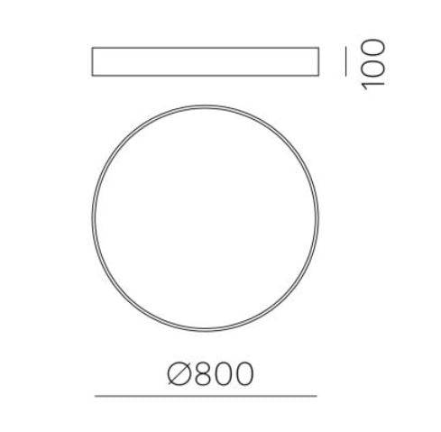 Technische Zeichnung der Isia TW Deckenleuchte, Durchmesser 80cm, 100mm Höhe