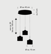 Elements Pendelleuchte Klara, 3-flammig, rund, Skizze