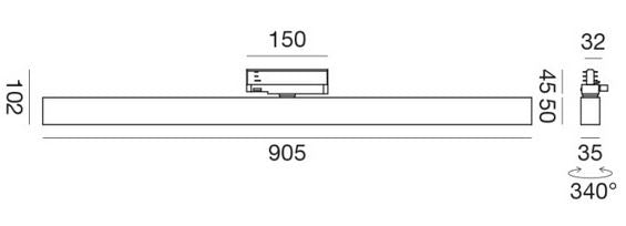 3-Phasen-Stromschienenstrahler Linear lang
