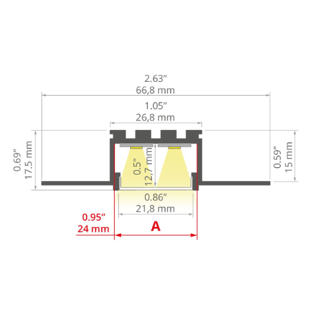 Profilé de plâtre à aile LED en version mince et sans bordure