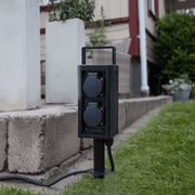 Lampenwelt, Steckdosensäule Rago 2-fach mit Erdspieß, Garten geschlossen, praktische Gartenlösung