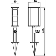 Sonluce, Steckdosenspieß Prao, 4-fach Skizze, Outdoor Stromversorgung