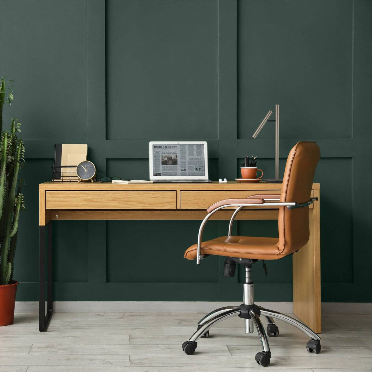 Elements, Tischleuchte Arne, Bronze, Raumbild Homeoffice
