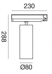 Gea Luce, 3-Phasen-Stromschienenstrahler Tube Power 40W, Skizze, professionelle Lichtplanung