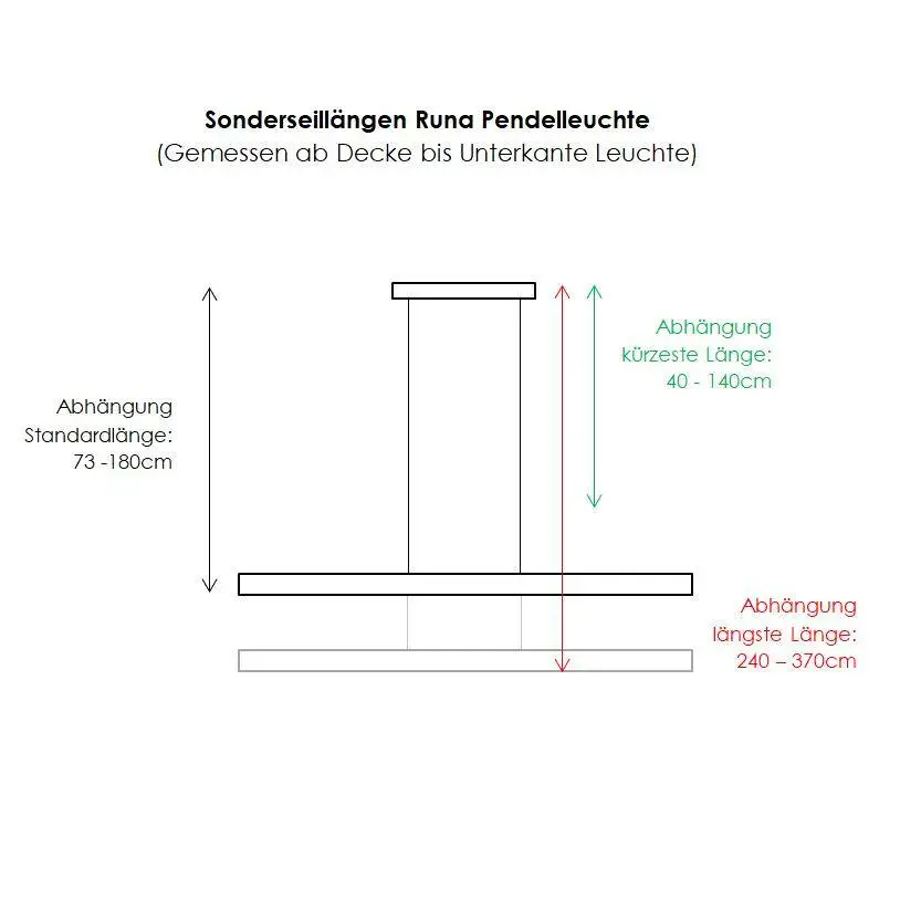 1 suspension Runa 132 cm, noire, article retourné