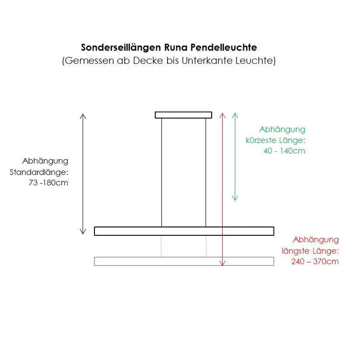 1 suspension Runa 132 cm, noire, article retourné