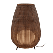 Aussenleuchte Amphora aus braunem Rattan, stilvolle Gartenbeleuchtung