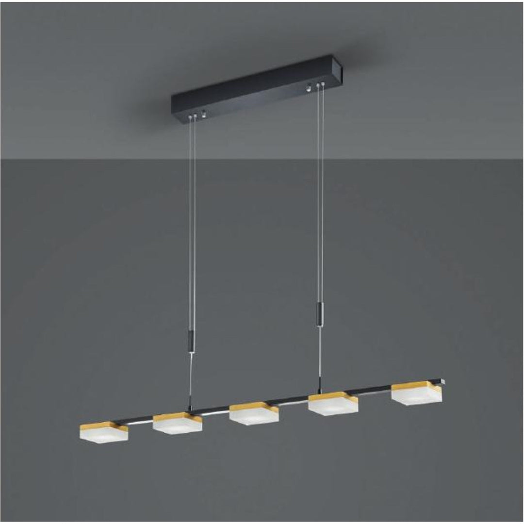 LED-Pendelleuchte Bopp Quad 84 cm – Schwarz-Gold