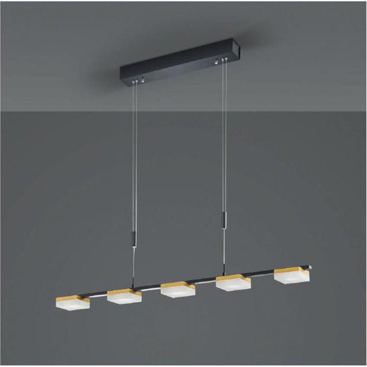 LED-Pendelleuchte Bopp Quad 84 cm – Schwarz-Gold