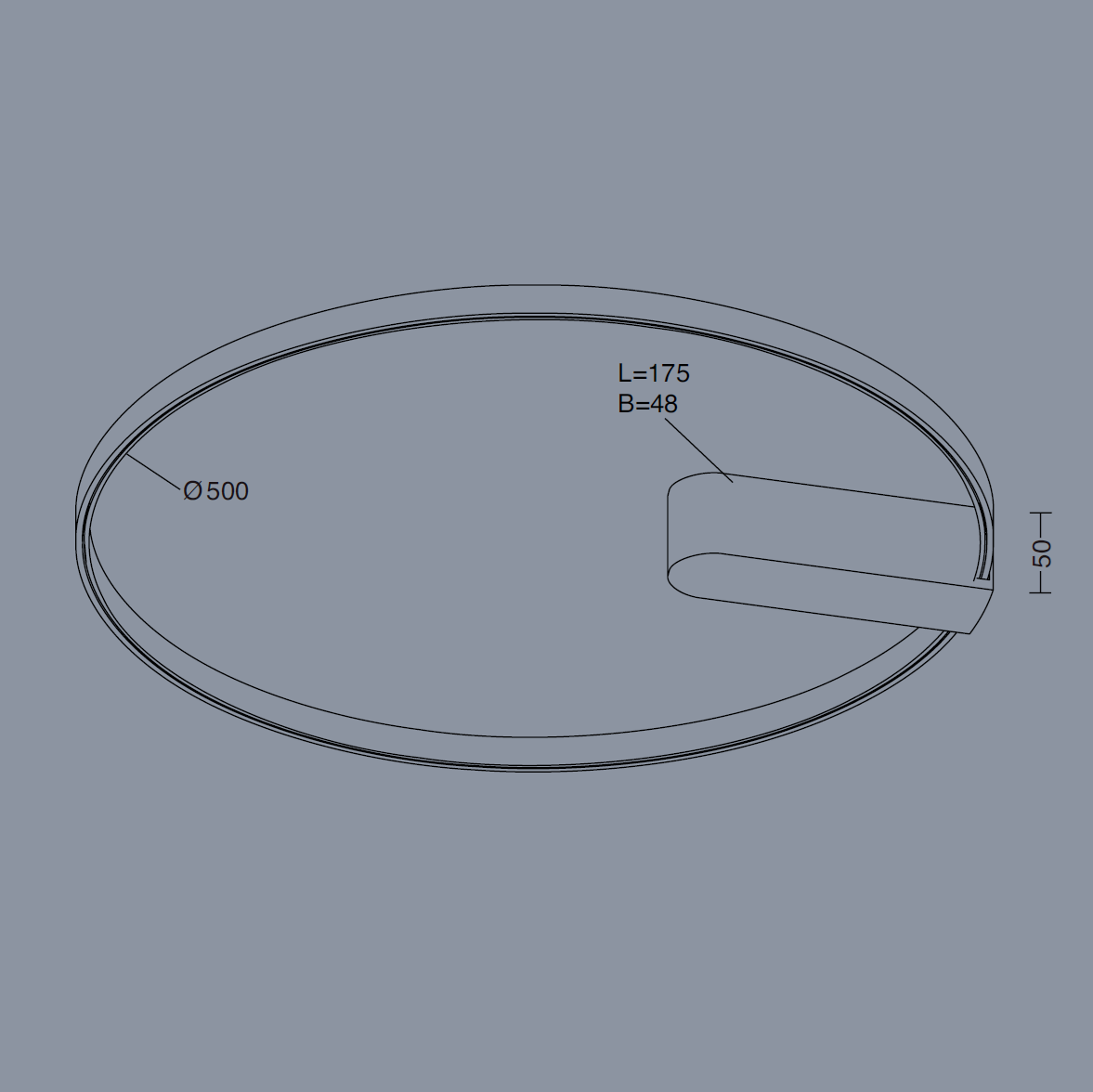 Holtkötter, Decken-/Wandleuchte Circular, Skizze, technische Lichtplanung