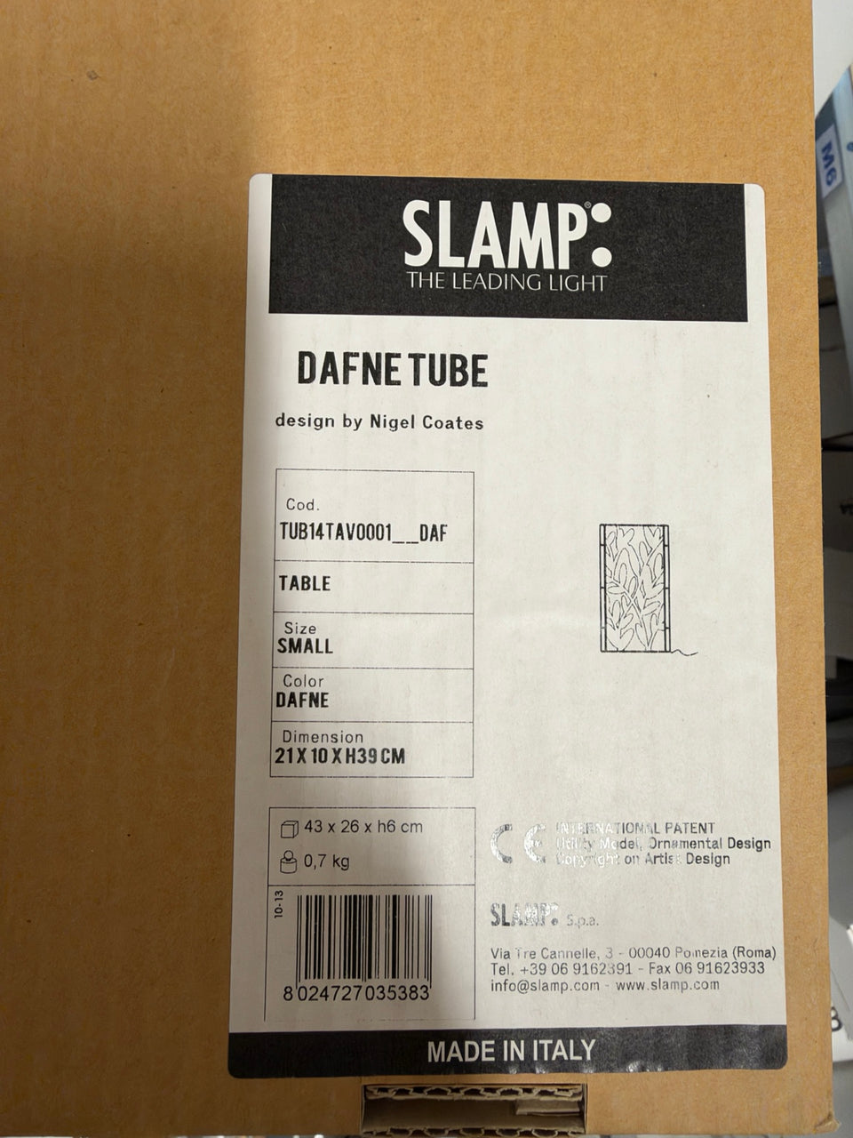 SLAMP Dafne Tube Small Tischleuchte – Abverkauf – Originalkarton und Typenschild
