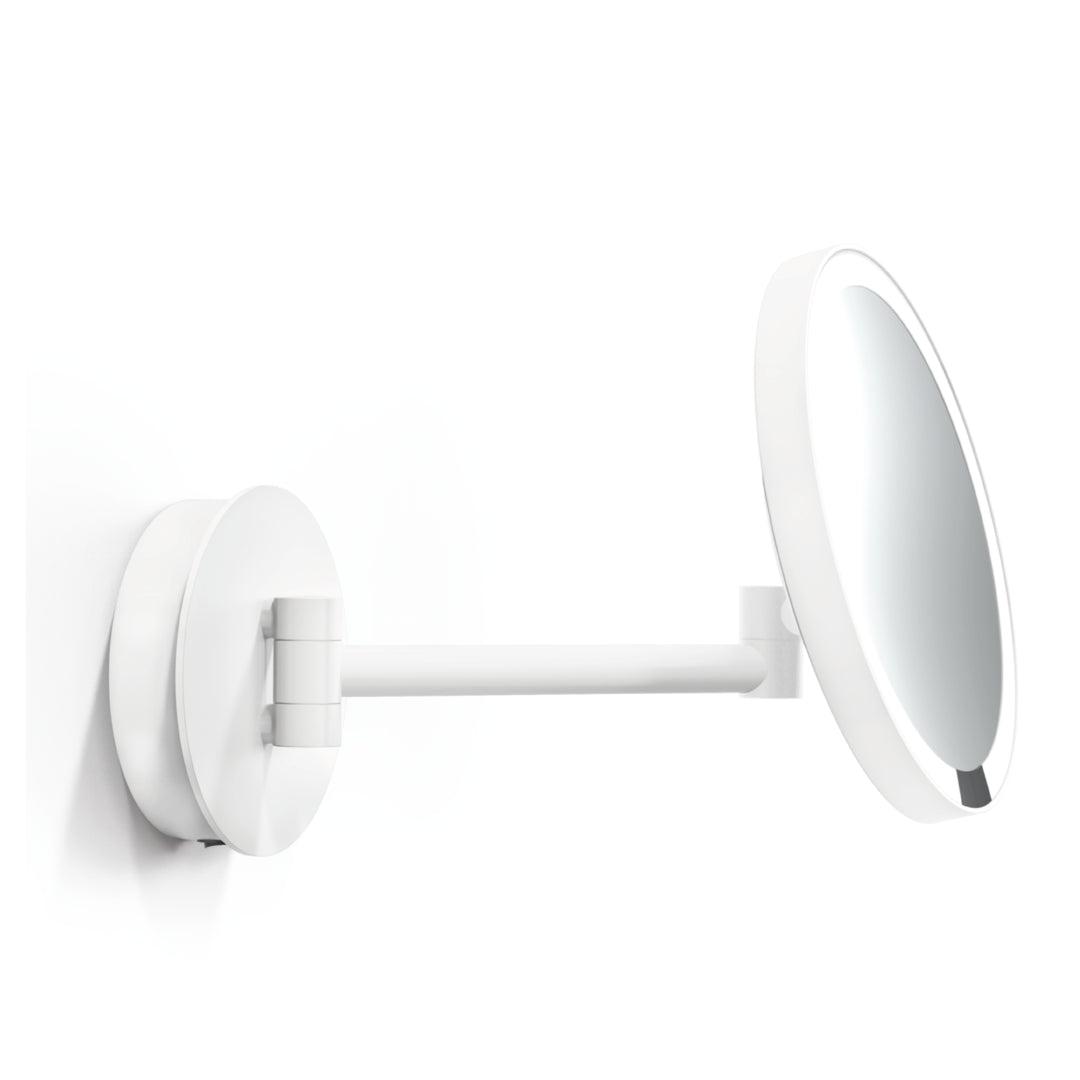 Just Look Plus wall-mounted cosmetic mirror with direct power connection