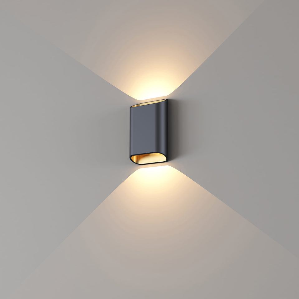 Artdelight, Wandleuchte Diaz Up/Down, Schwarz-Gold S, stilvolle Wandbeleuchtung