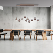 Pure, Pendelleuchte E-Infinity, Bronze Raumbild, stilvolle Esstischbeleuchtung