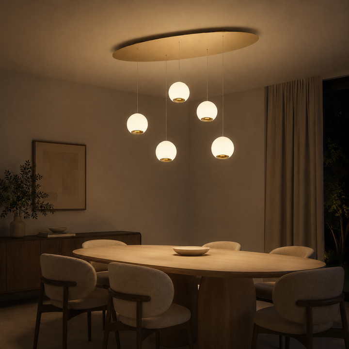 Elements by Bankamp Pendelleuchte Frieda, moderne Anwendung im Wohnzimmer