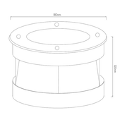 Bodeneinbaustrahler Furi, technische Zeichnung, Maße 180mm x 120mm, für Außenbeleuchtung