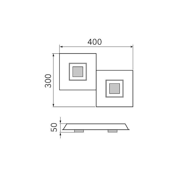 Applique/plafonnier Karree 2 lumières