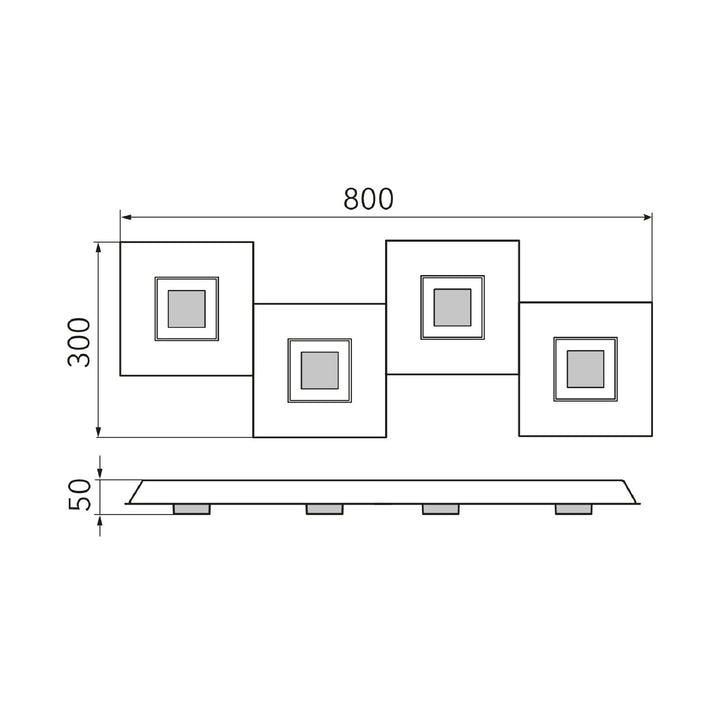 Applique/plafonnier Karree 4 lampes