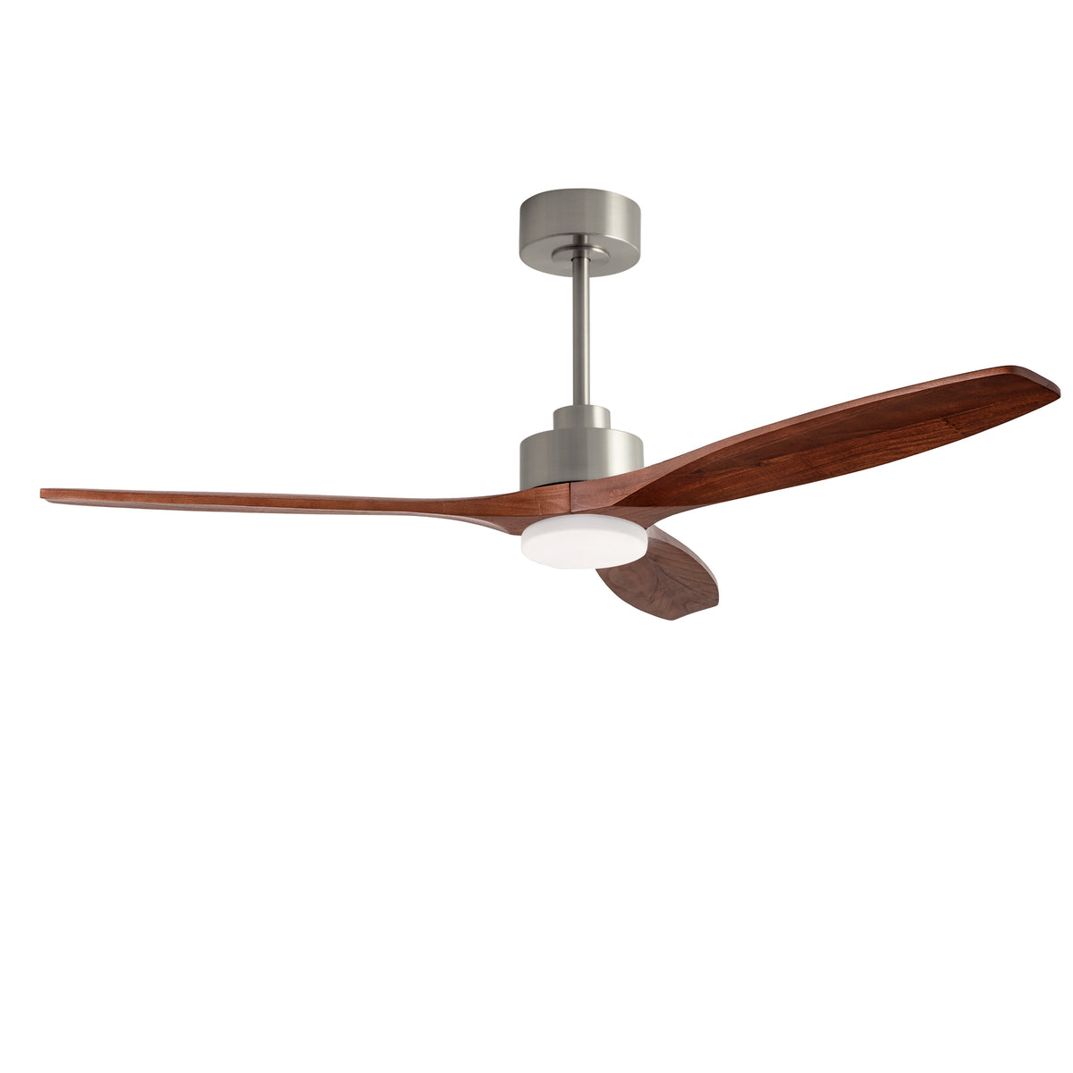 LEDS C4 Stem Evo Ø132 cm – Pendel, Gehäuse / Flügel: Nickel satiniert / Dunkles Holz, LED – CCT 3000/4000/5000K