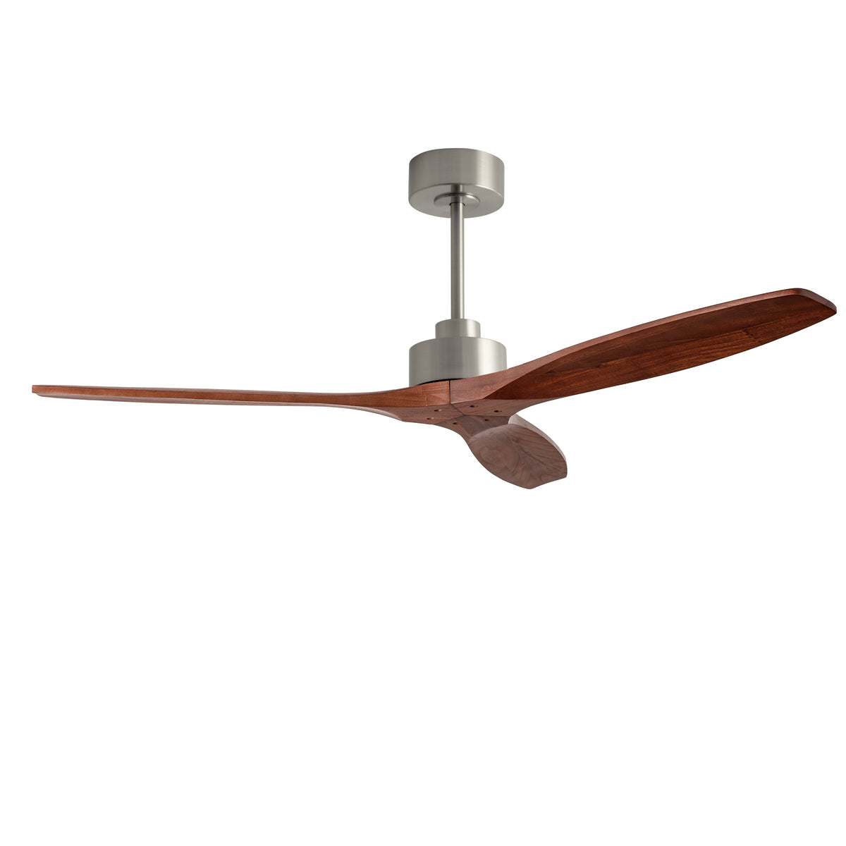 LEDS C4 Stem Evo Ø122 cm – Pendel, Gehäuse / Flügel: Nickel satiniert / Dunkles Holz, Ohne Licht