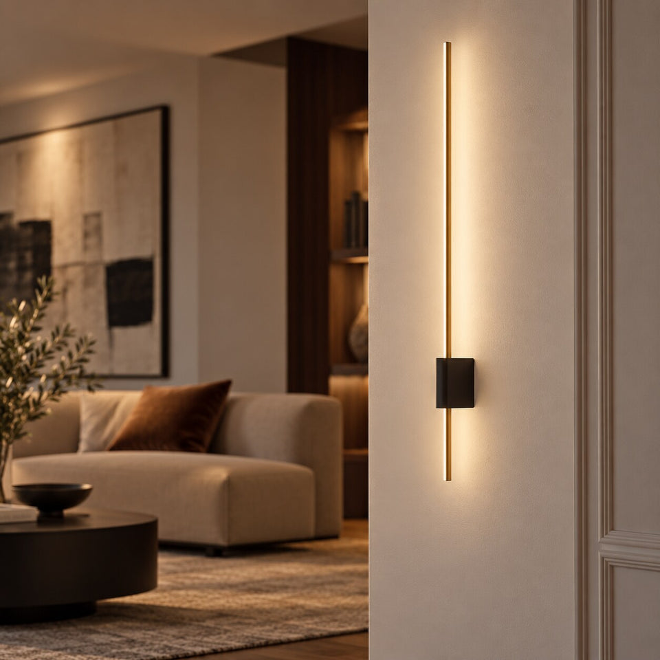 Braga LUMA Wandleuchte mit dezentralem Trafo im Wohnzimmer