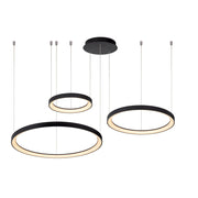 Lucide VIDAL LED Pendelleuchte Schwarz mit drei Leuchtringen