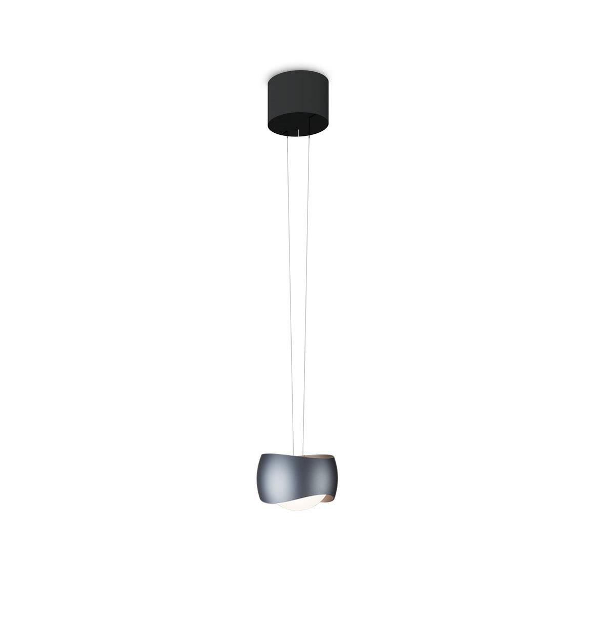Oligo, Pendelleuchte Curved, 1-flammig Schwarz Basalt, moderne Esstischbeleuchtung