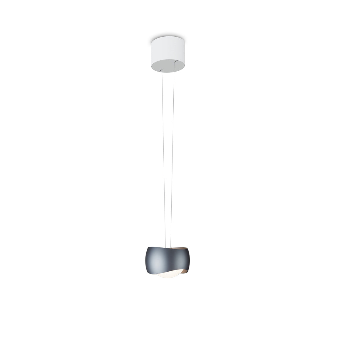 Oligo, Pendelleuchte Curved, 1-flammig Weiss Basalt, hochwertige Lichtlösung