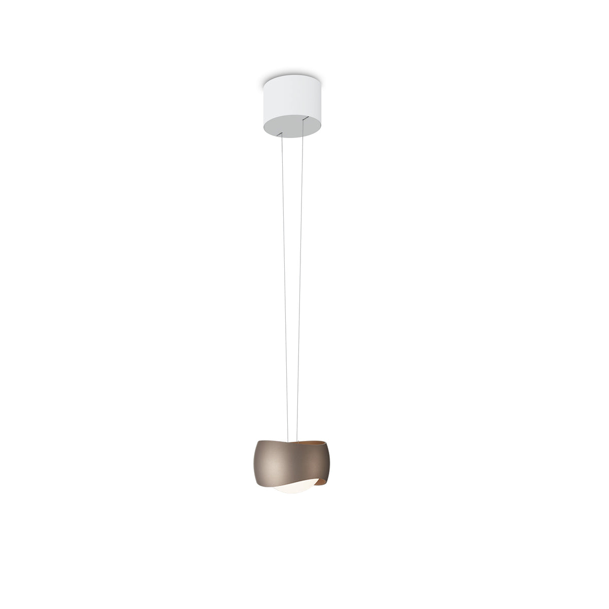 Oligo, Pendelleuchte Curved, 1-flammig Weiss Brazilian Brown, stilvolle Raumbeleuchtung