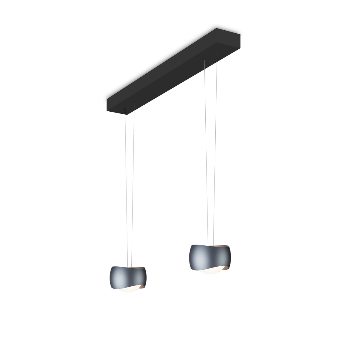Oligo, Pendelleuchte Curved, 2-flammig Schwarz Basalt, stilvolle Lichtlösung