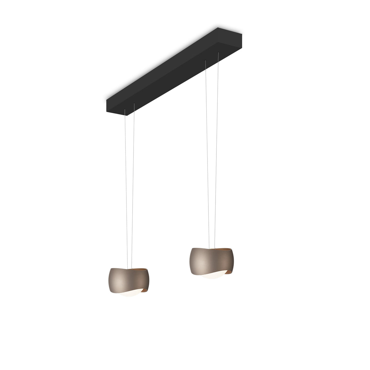 Oligo, Pendelleuchte Curved, 2-flammig Schwarz Brazilian Brown, moderne Raumbeleuchtung