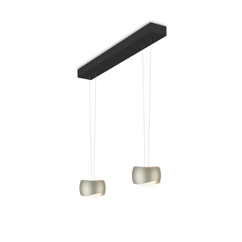 Oligo, Pendelleuchte Curved, 2-flammig Schwarz Creme, moderne Pendelleuchte