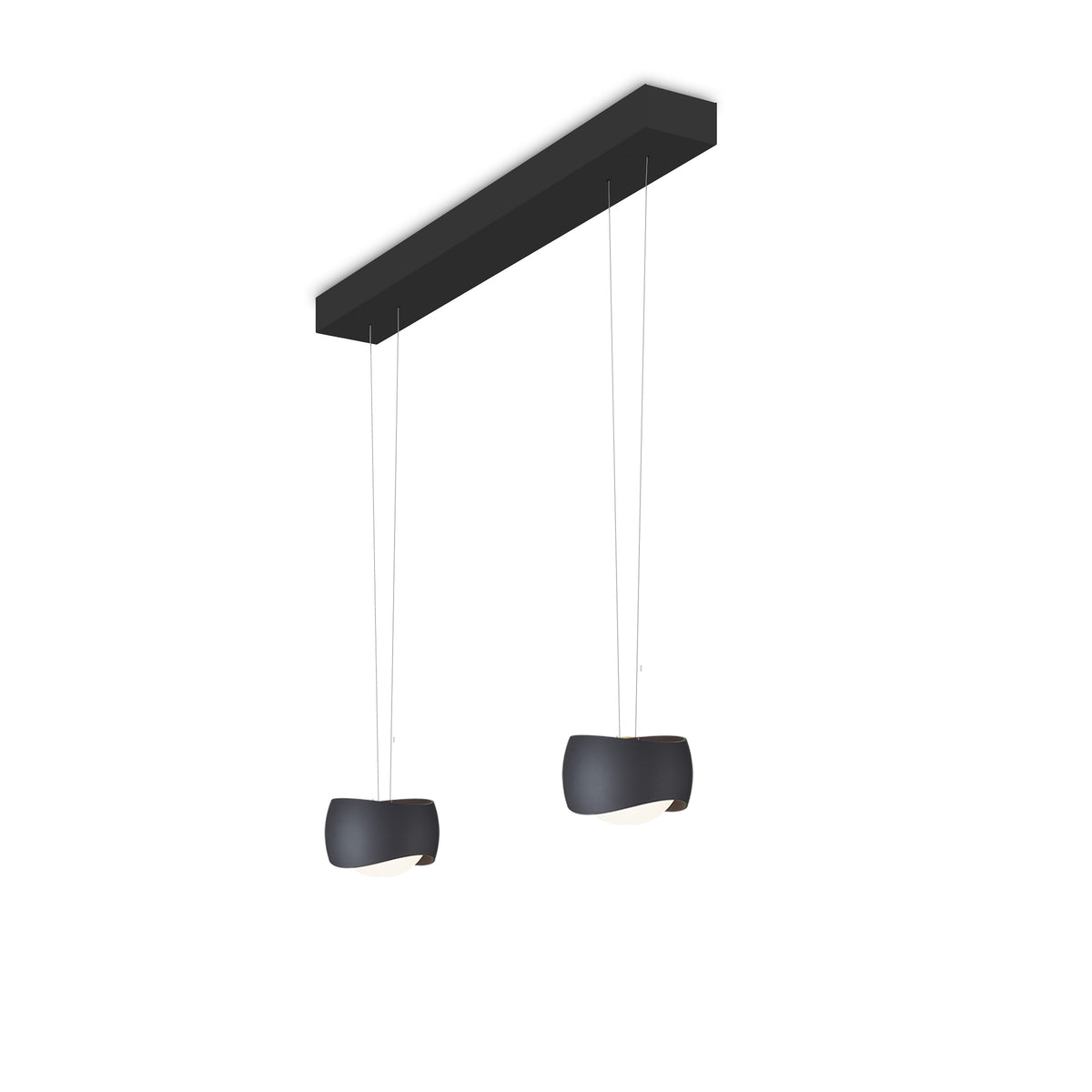 Oligo, Pendelleuchte Curved, 2-flammig Schwarz Schwarz, stilvolle Esstischbeleuchtung