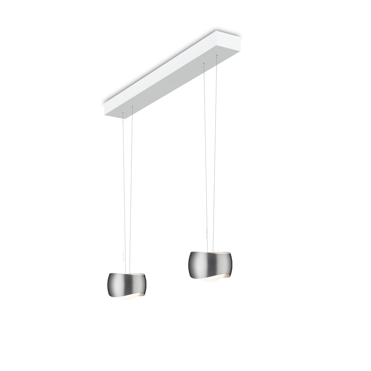 Oligo, Pendelleuchte Curved, 2-flammig Weiss Aluminium, hochwertige Lichtlösung
