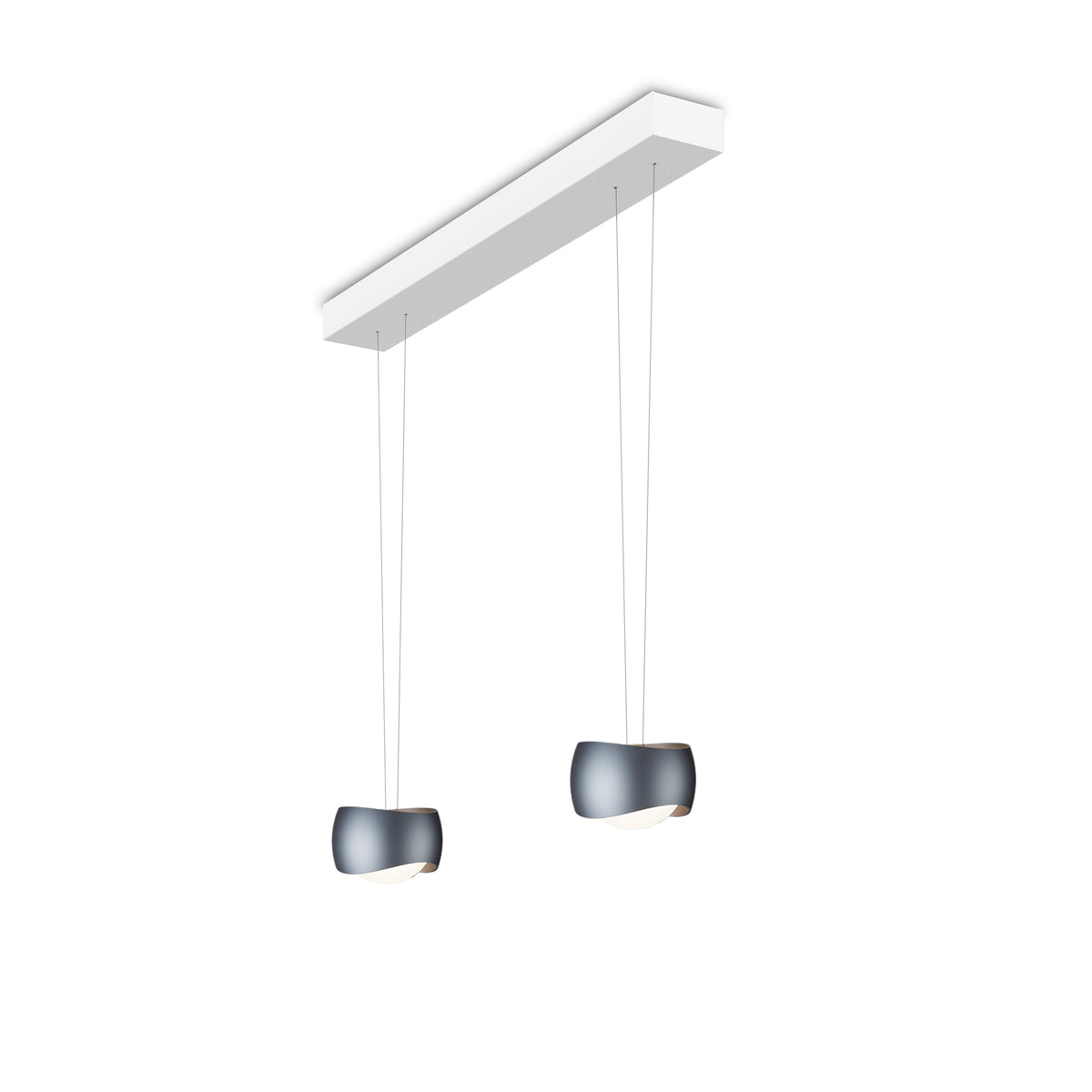 Oligo, Pendelleuchte Curved, 2-flammig Weiss Basalt, stilvolle Raumbeleuchtung